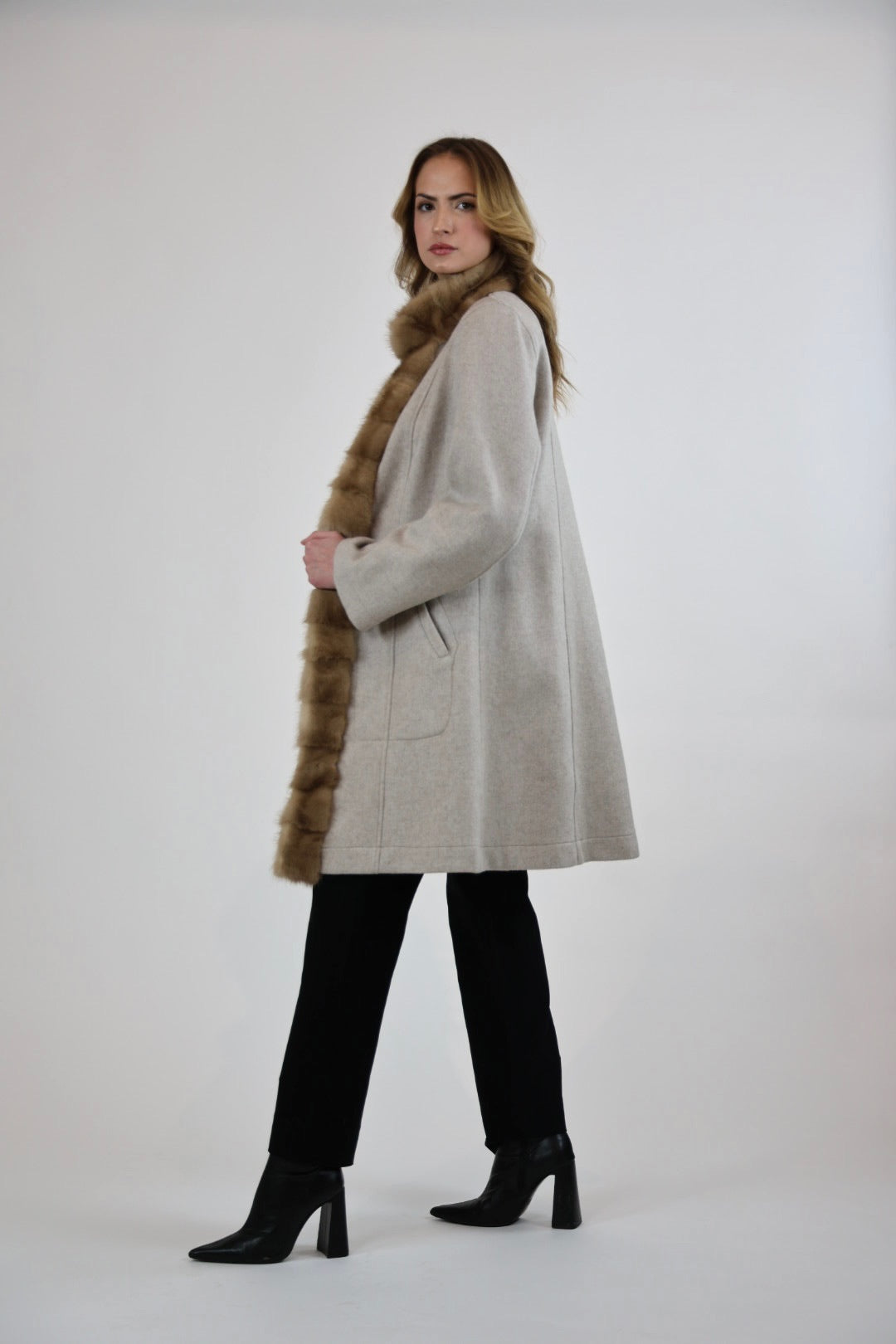 Victoria Heather Beige Wool Overcoat