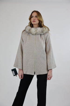 Gladstone Heather Beige Hooded Cape