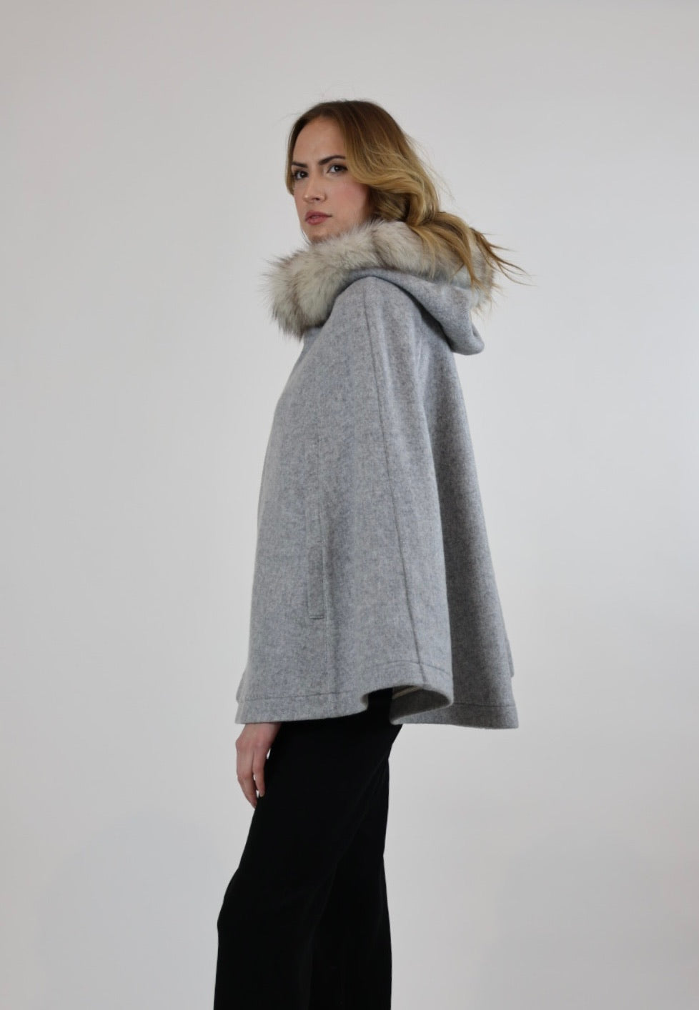 Gladstone Heather Grey Hooded Cape