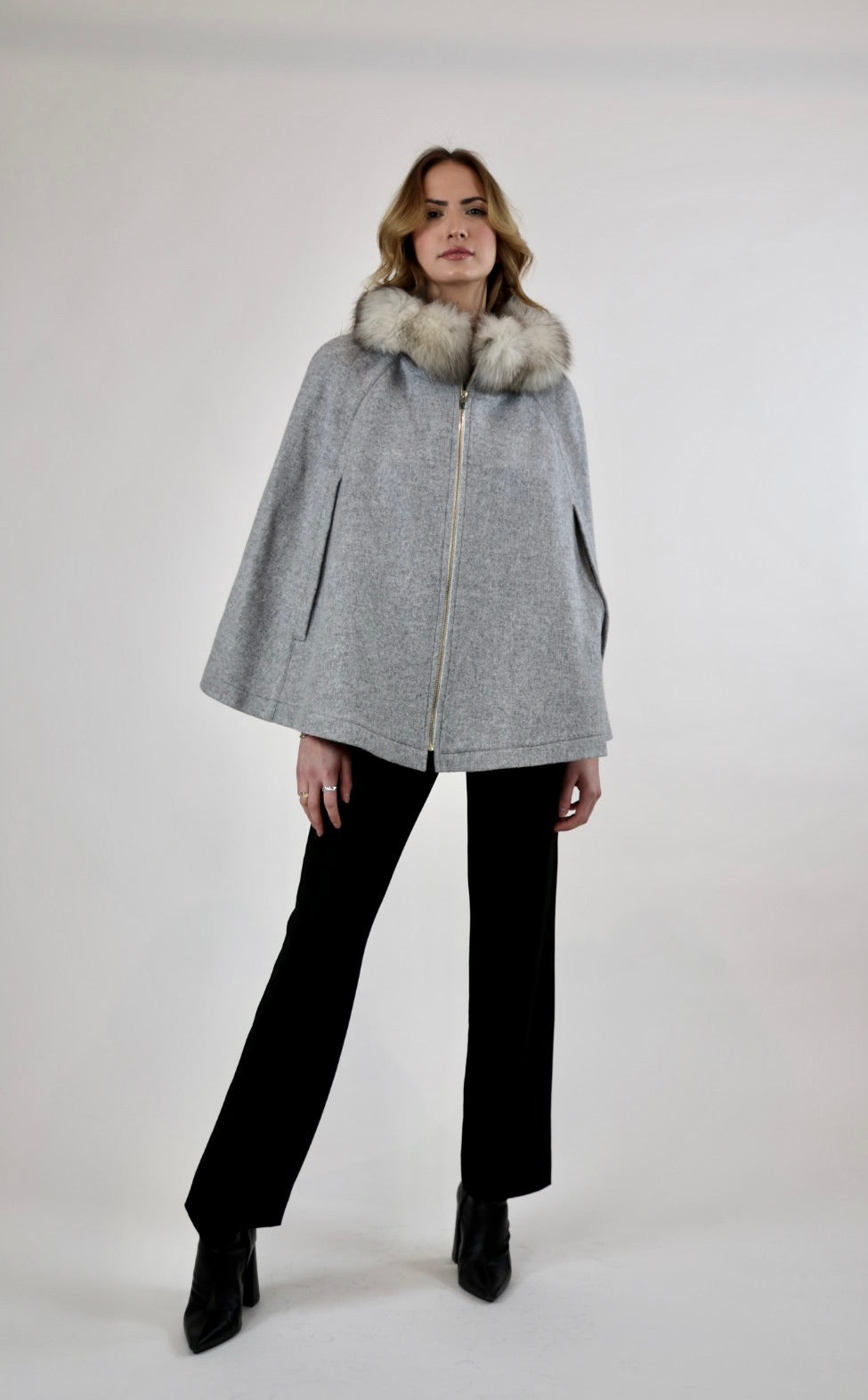 Gladstone Heather Grey Hooded Cape