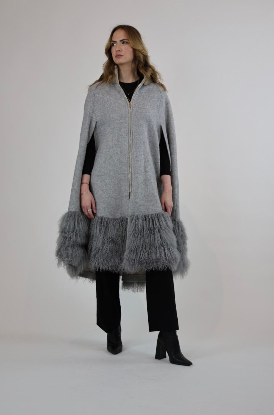 Stayner Heather Grey Long Cape