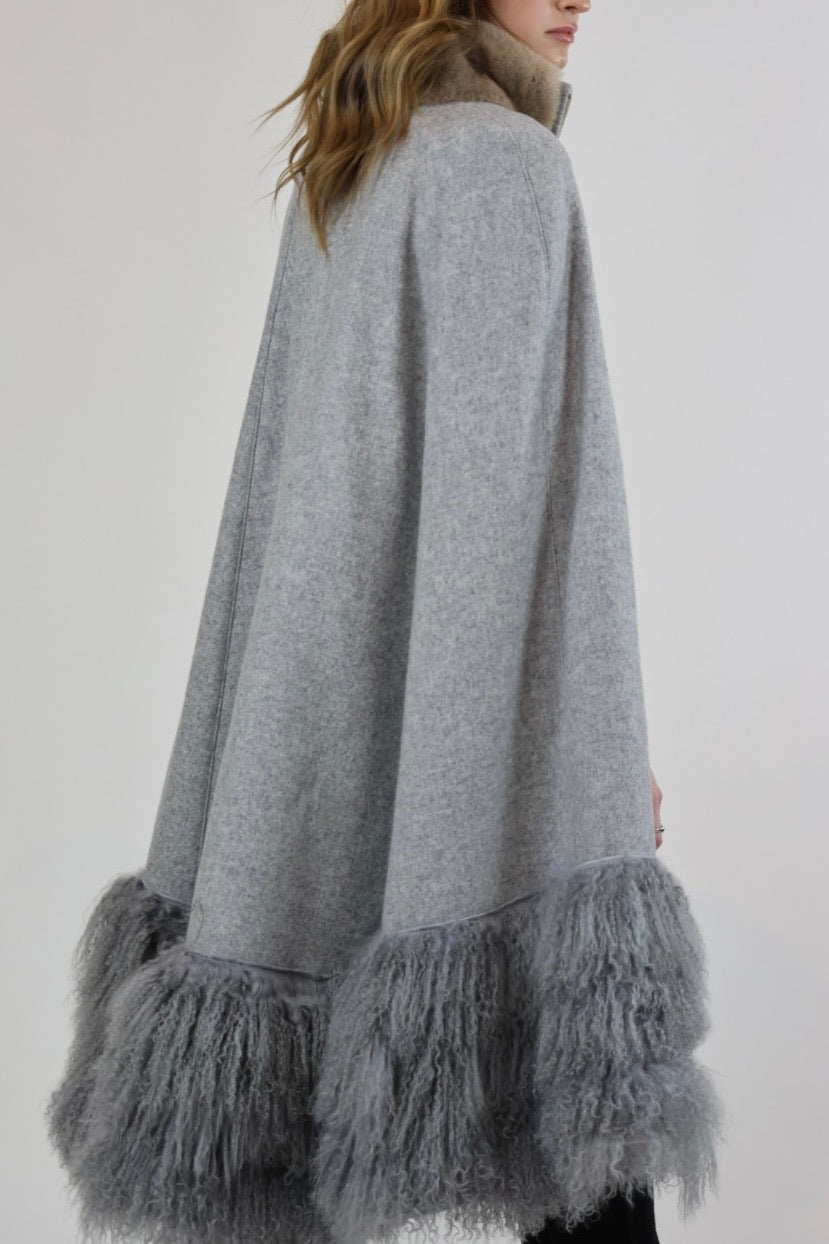 Stayner Heather Grey Long Cape