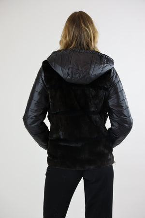 Irvine Upcycled Black Mink Jacket