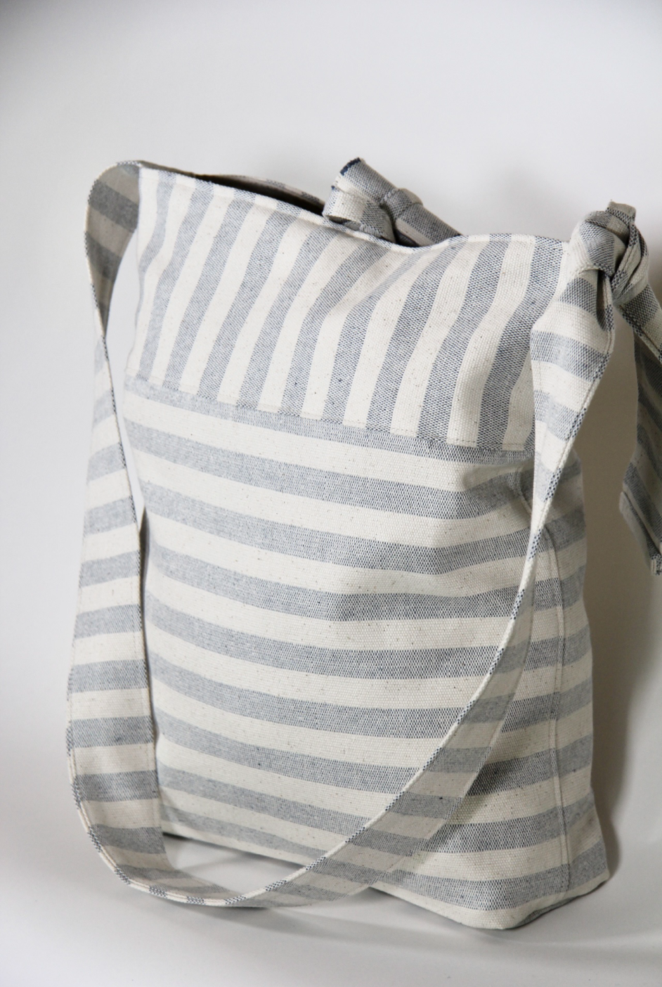 Atwater Shoulder Bag Blue off white stripe FURB Upcycled