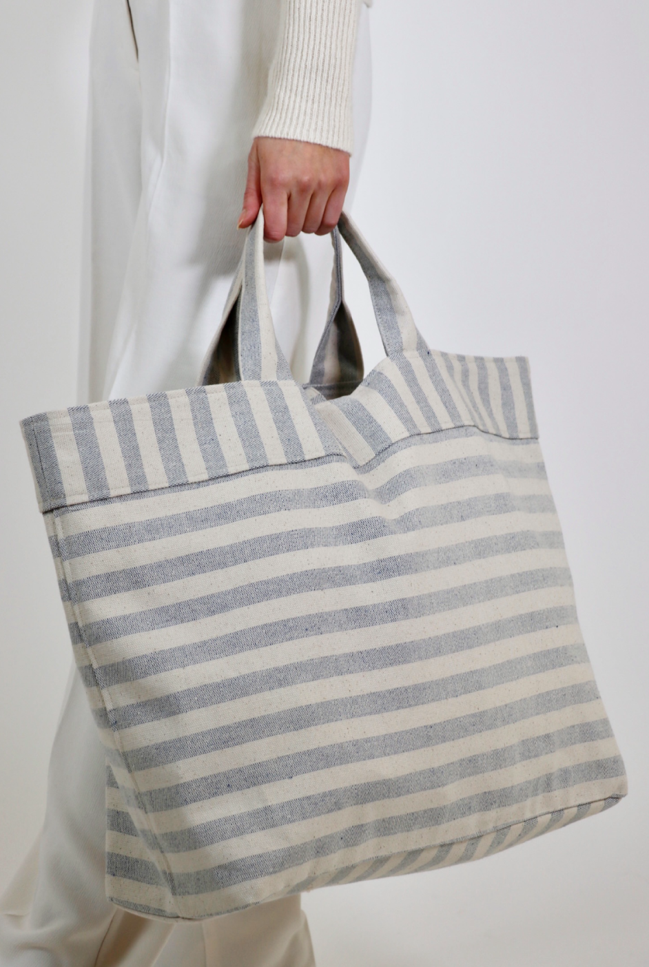 Columbia Tote Bag - Blue & off-white stripe