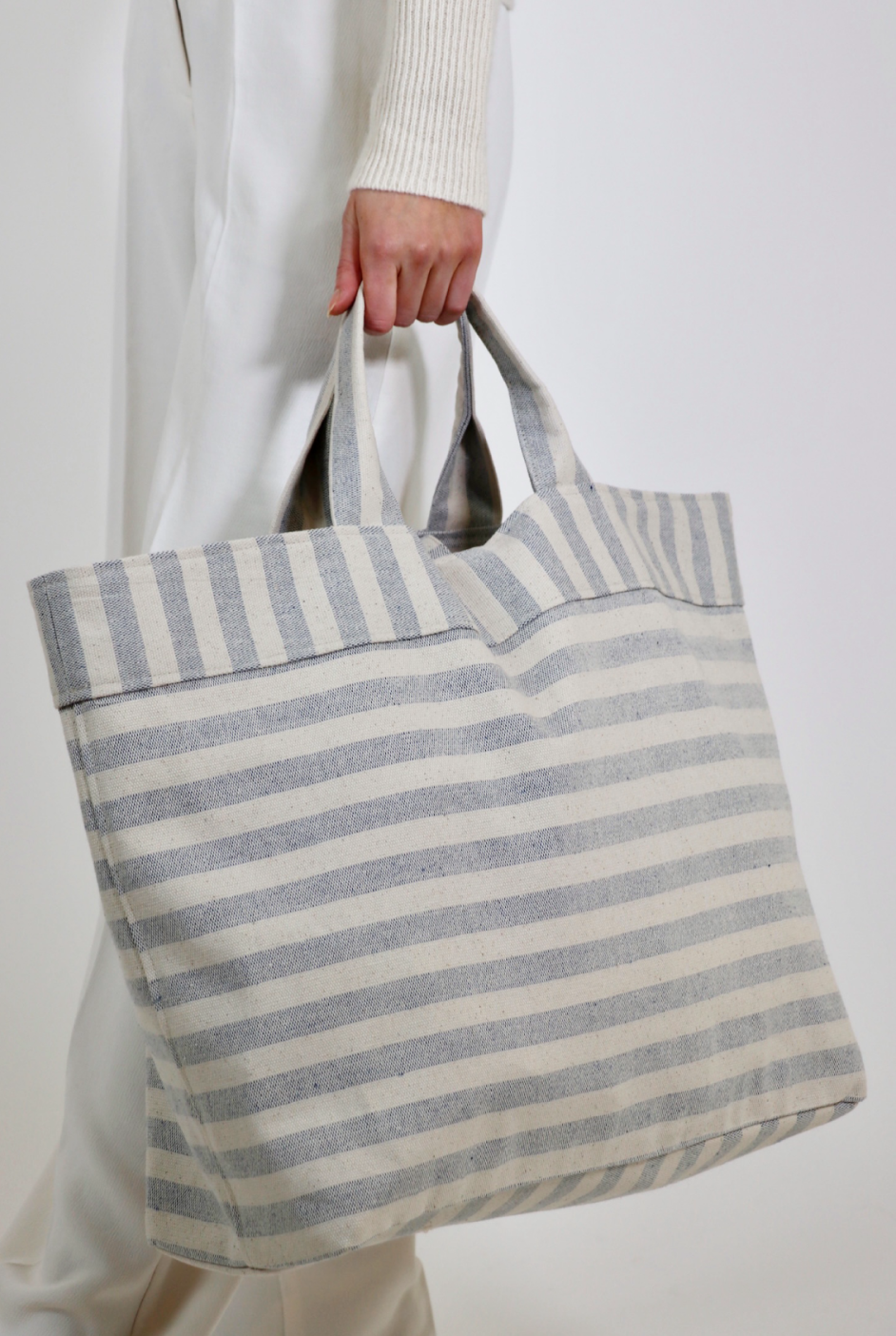 Columbia Tote Bag Blue off white stripe FURB Upcycled